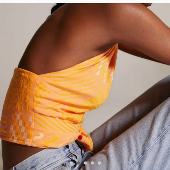 ANTHROPOLOGIE EVA FRANCO ORANGE TWIST HALTER TOP NWT SIZE LARGE - Picture 3 of 6